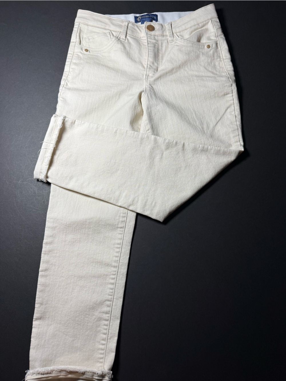Democracy AB Solution Cream Raw Hem Straight Crop Jeans Size 8